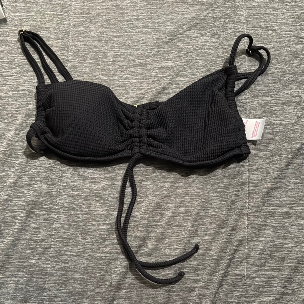 Black Textured Bikini Top
